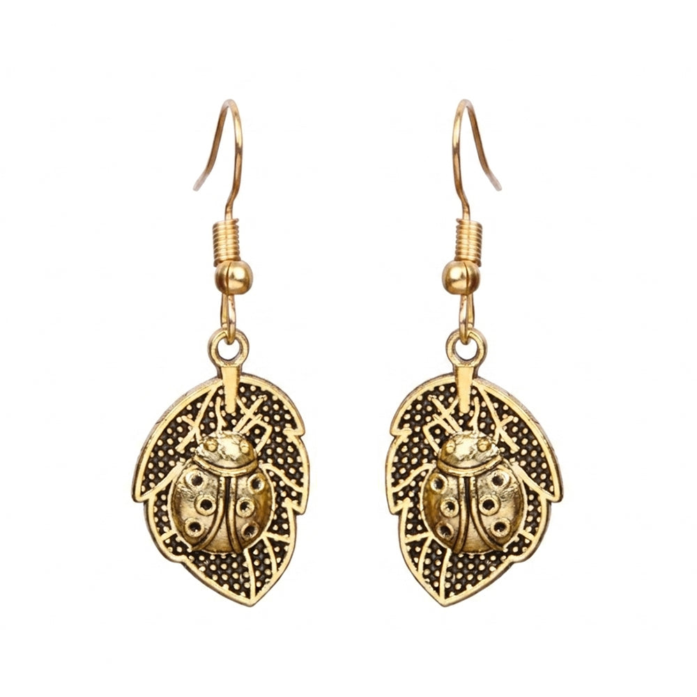 Leaf Cascade jhumki earrings (Red) Beetle bling dangler earrings Combo set