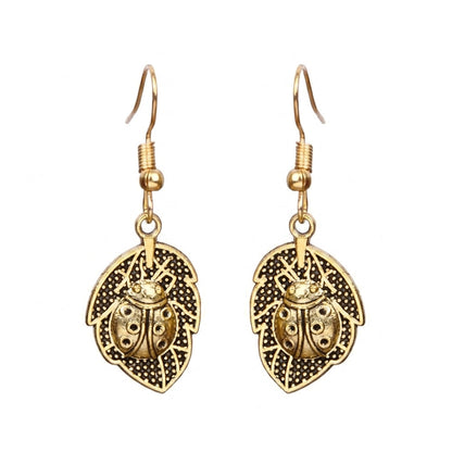 Leaf Cascade jhumki earrings (Red) Beetle bling dangler earrings Combo set