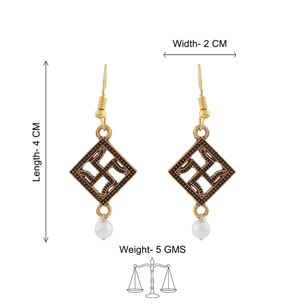 Kalash Kamal earring (Light Orange) Swastik shaped dangler earrings Combo set