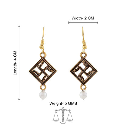 Kalash Kamal earring (Light Orange) Swastik shaped dangler earrings Combo set