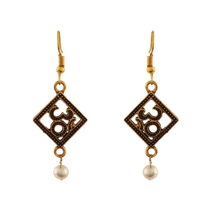 Carved Charm Dangler earrings (White) Eternal om dangler earrings Combo set