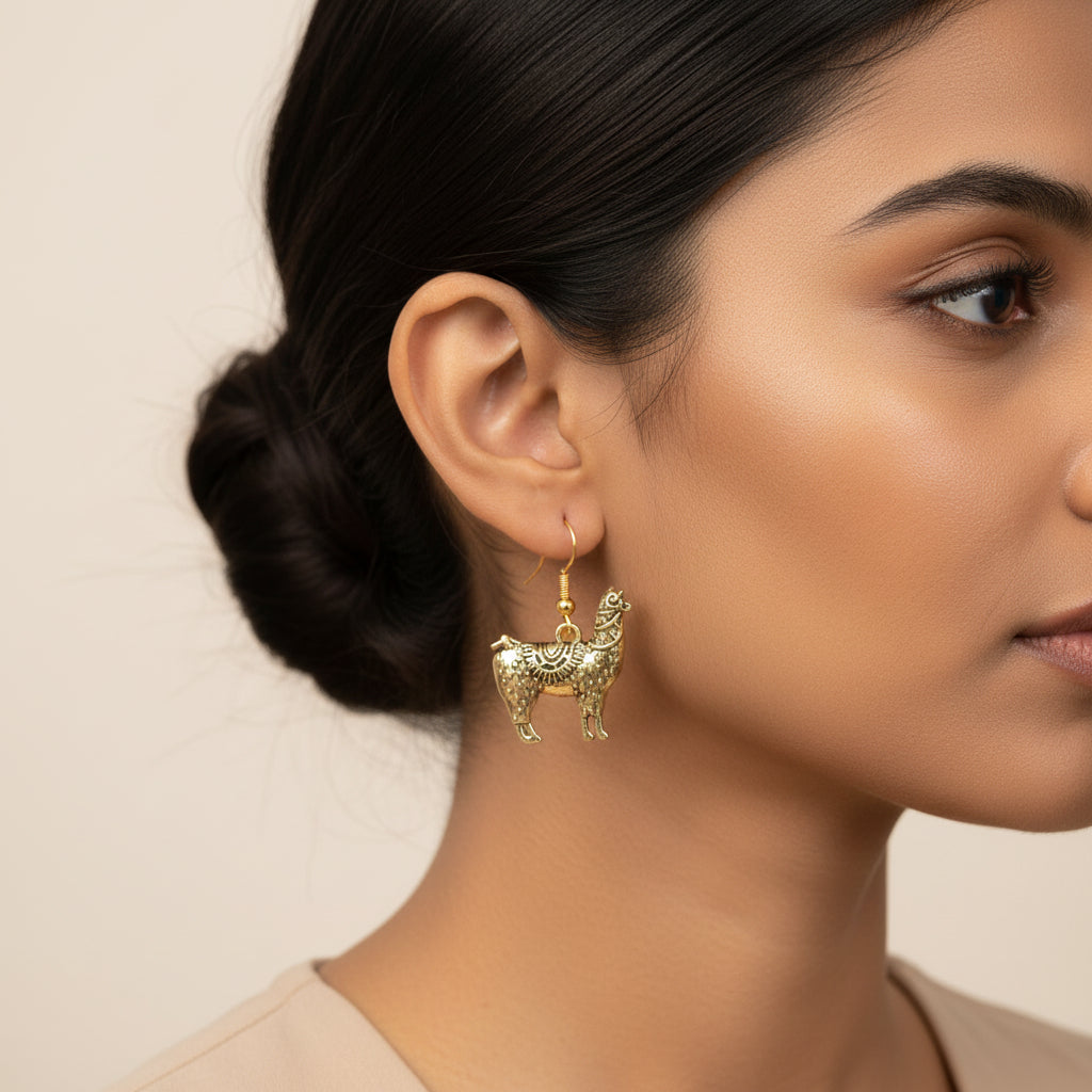 Carved Charm Dangler earrings (White) Lama Drama dangler earrings Combo set