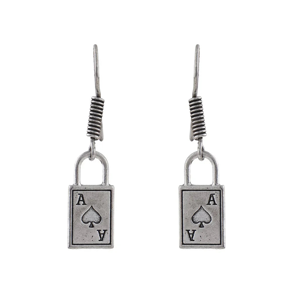 Carved Charm Dangler earrings (White) The Vault dangler earrings (Silver) Combo set