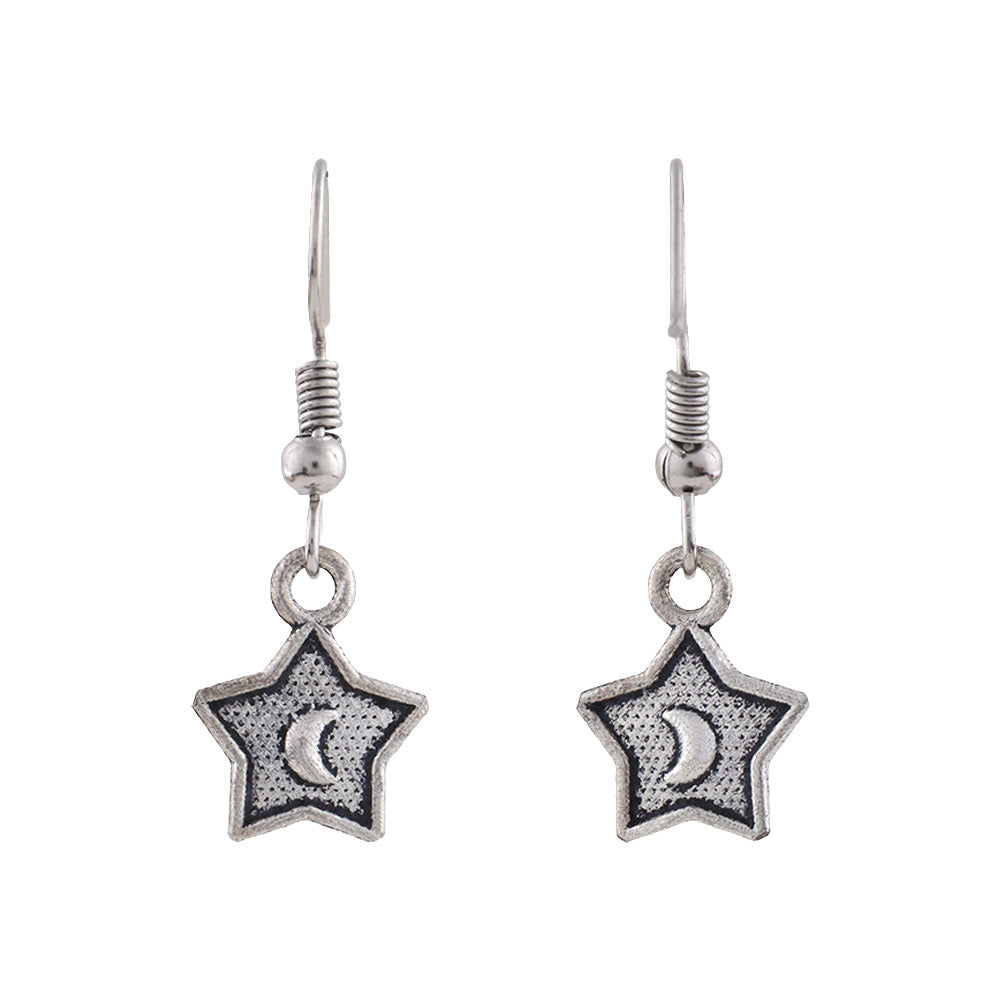 Royal Triple Bell Layered Jhumka Earring (Dark Maroon) You're a star dangler earrings (Silver) Combo set