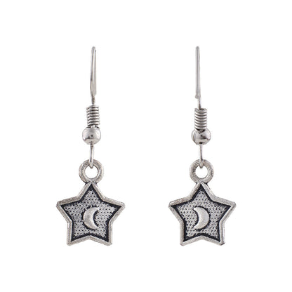 Royal Triple Bell Layered Jhumka Earring (Dark Maroon) You're a star dangler earrings (Silver) Combo set