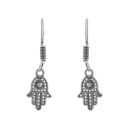Royal Triple Bell Layered Jhumka Earring (Dark Maroon) Evil Eye guard dangler earrings (Silver) Combo set