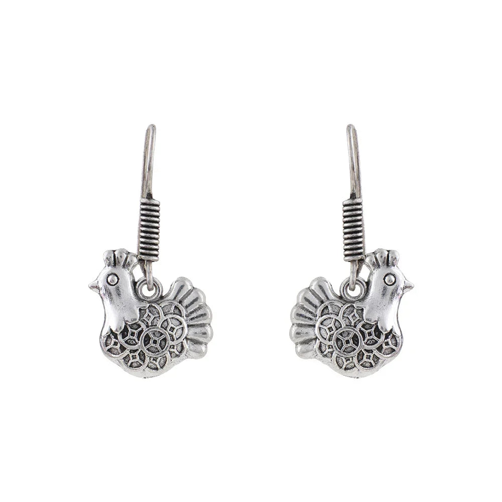Royal Triple Bell Layered Jhumka Earring (Black) Rooster radiance dangler earrings (Silver) Combo set