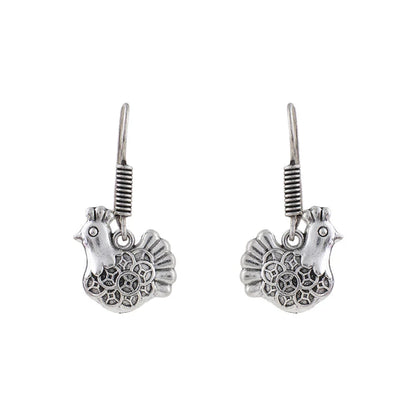 Royal Triple Bell Layered Jhumka Earring (Black) Rooster radiance dangler earrings (Silver) Combo set