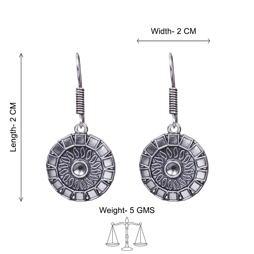 Peacock glow stone studded dangler & Sunrise Shaped Silver Polished Dangler set