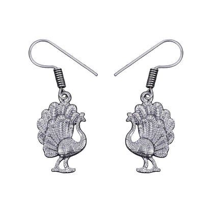 Evergreen earrings (Sky Blue) Peacock royale dangler earrings (Silver) Combo set