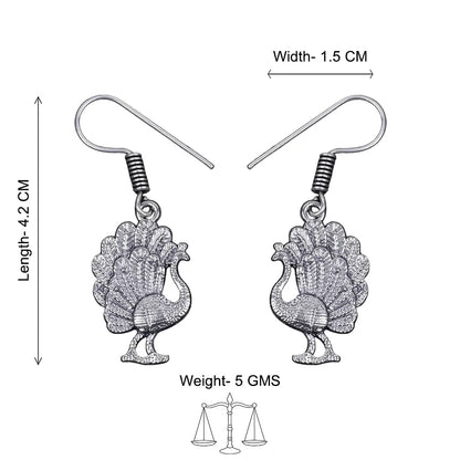Kalash Kamal earring  Peacock royale dangler earrings (Silver) Combo set