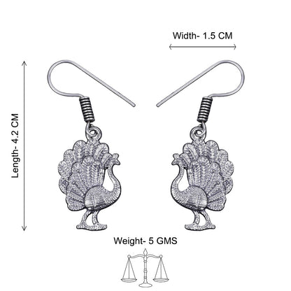 Royal Triple Bell Layered Jhumka Earring (Black) Peacock royale dangler earrings (Silver) Combo set