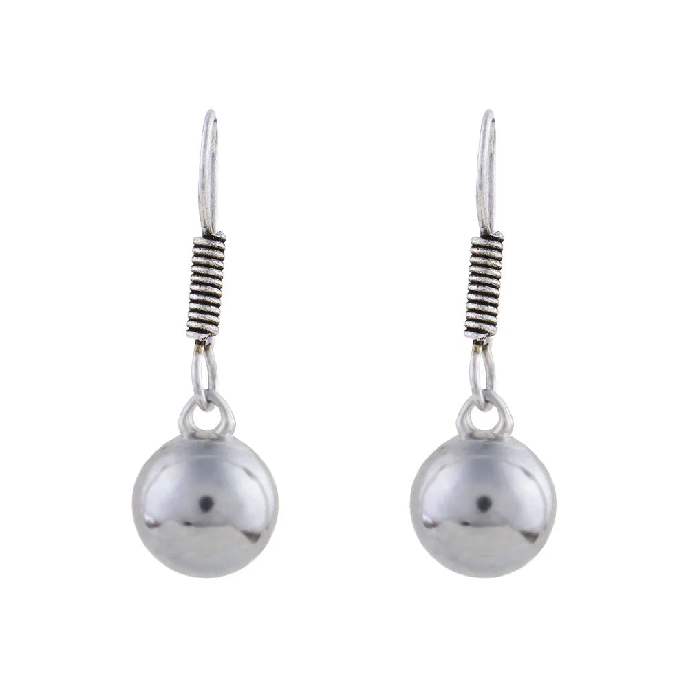 Carved Charm Dangler earrings (White) Sphere of grace dangler earrings (Silver) Combo set