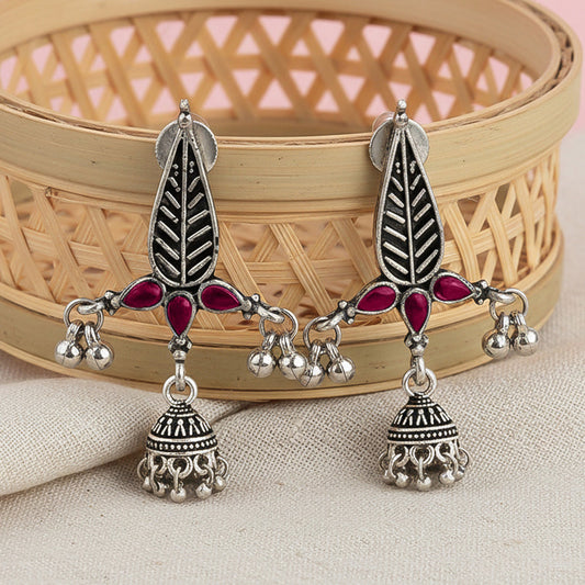 Nature's embrace jhumki earrings (Red)