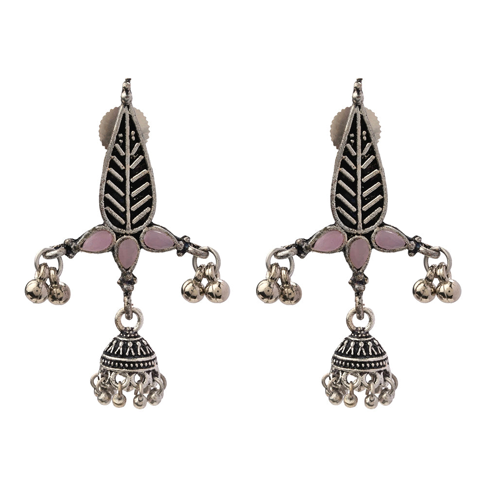 Nature's embrace jhumki earrings (Baby Pink)