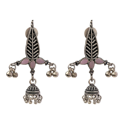 Nature's embrace jhumki earrings (Baby Pink)