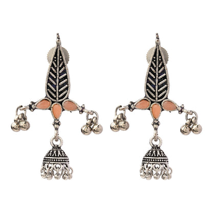Nature's embrace jhumki earrings (Light Orange)