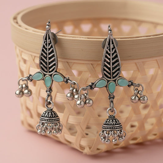 Nature's embrace jhumki earrings (Mint)