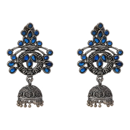Mughal majesty jhumka earrings (Blue)