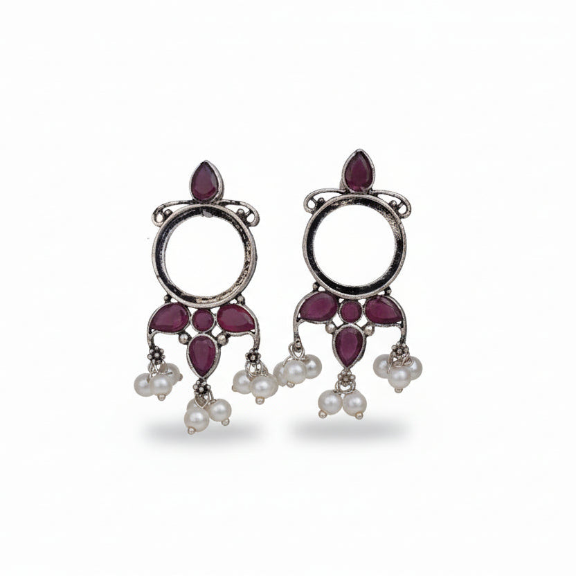 StylishKudi Oxidised Silver Jhumki&Stud Earring ComboSet for Women&girl
