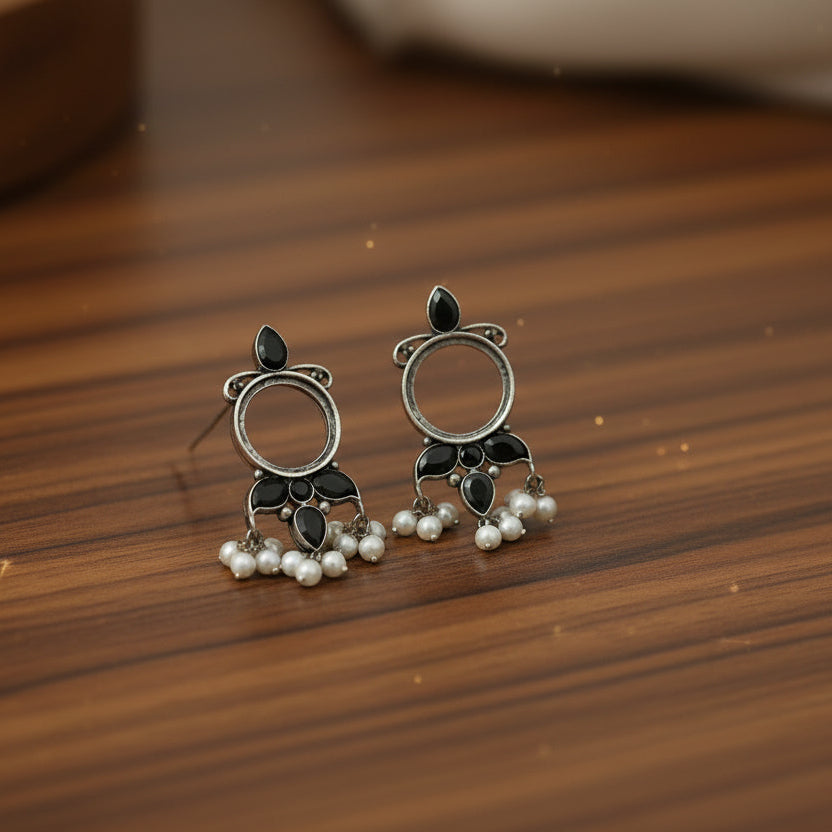 StylishKudi Oxidised Silver Jhumki&Stud Earring ComboSet for Women&girl