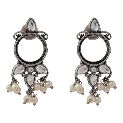 Loop dot stud earrings (White)