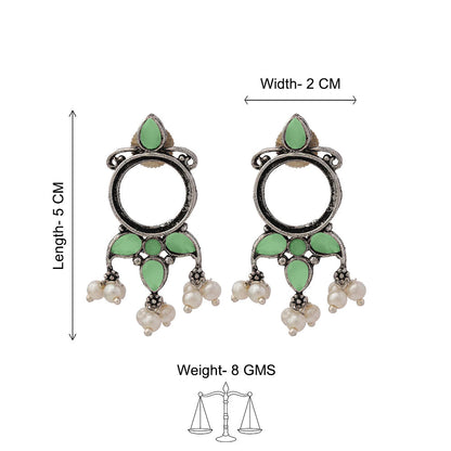 Peacock glow stone studded dangler earrings & Loop dot stud earrings Combo set
