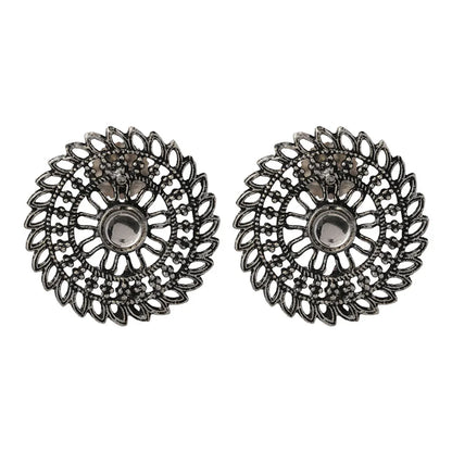 Carved Charm Dangler earrings (White) Charming Chakra stud earrings (White) Combo set