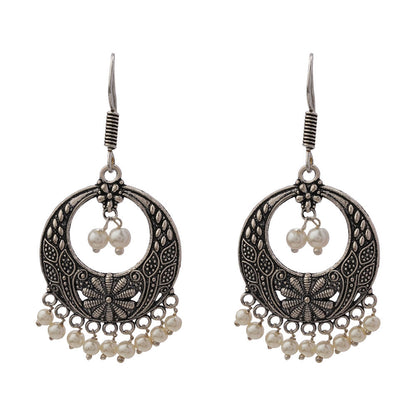 Eternal glide pearl dangler earrings (Silver)