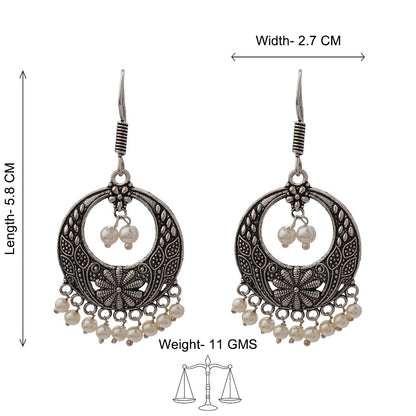Eternal glide pearl dangler earrings (Silver)