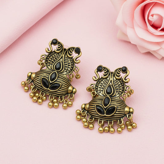 Golden gem ghunghroo stud earrings