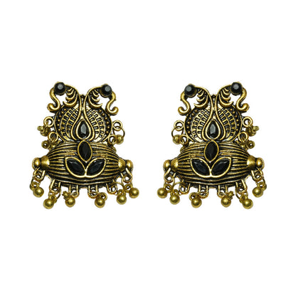 Golden gem ghunghroo stud earrings