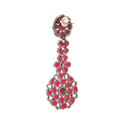 Blossom Cascade stone studded dangler earrings (Multicolored)