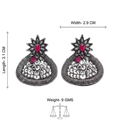 Peacock glow stone studded dangler & Glint stone studded stud Combo set