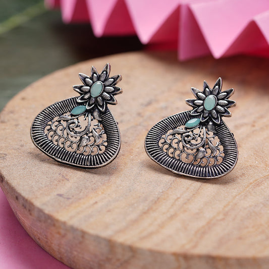 Glint stone studded stud earrings (Mint)
