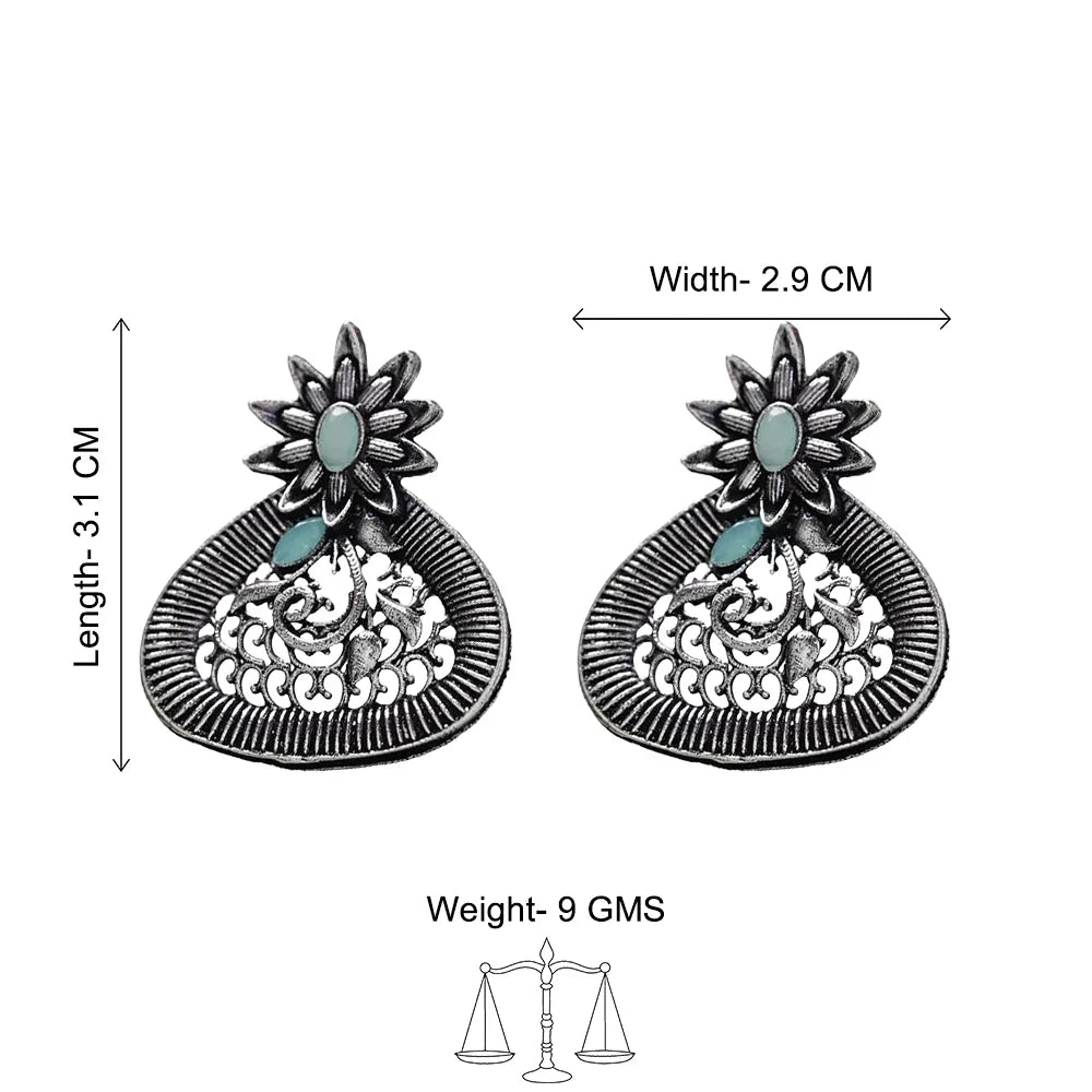 Peacock glow stone studded dangler & Glint stone studded stud Combo set