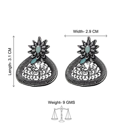 Peacock glow stone studded dangler & Glint stone studded stud Combo set