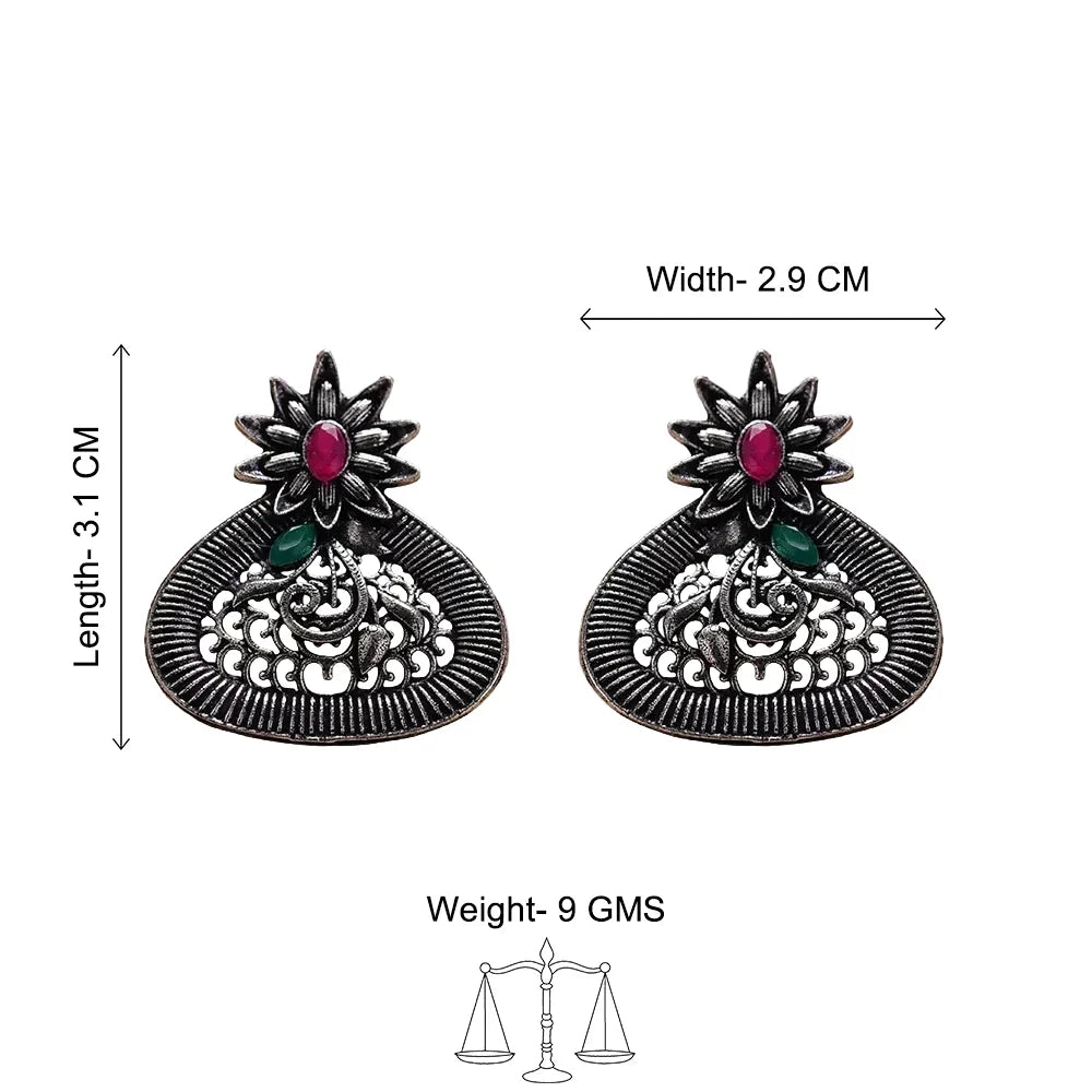 Peacock glow stone studded dangler & Glint stone studded stud Combo set