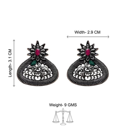 Peacock glow stone studded dangler & Glint stone studded stud Combo set