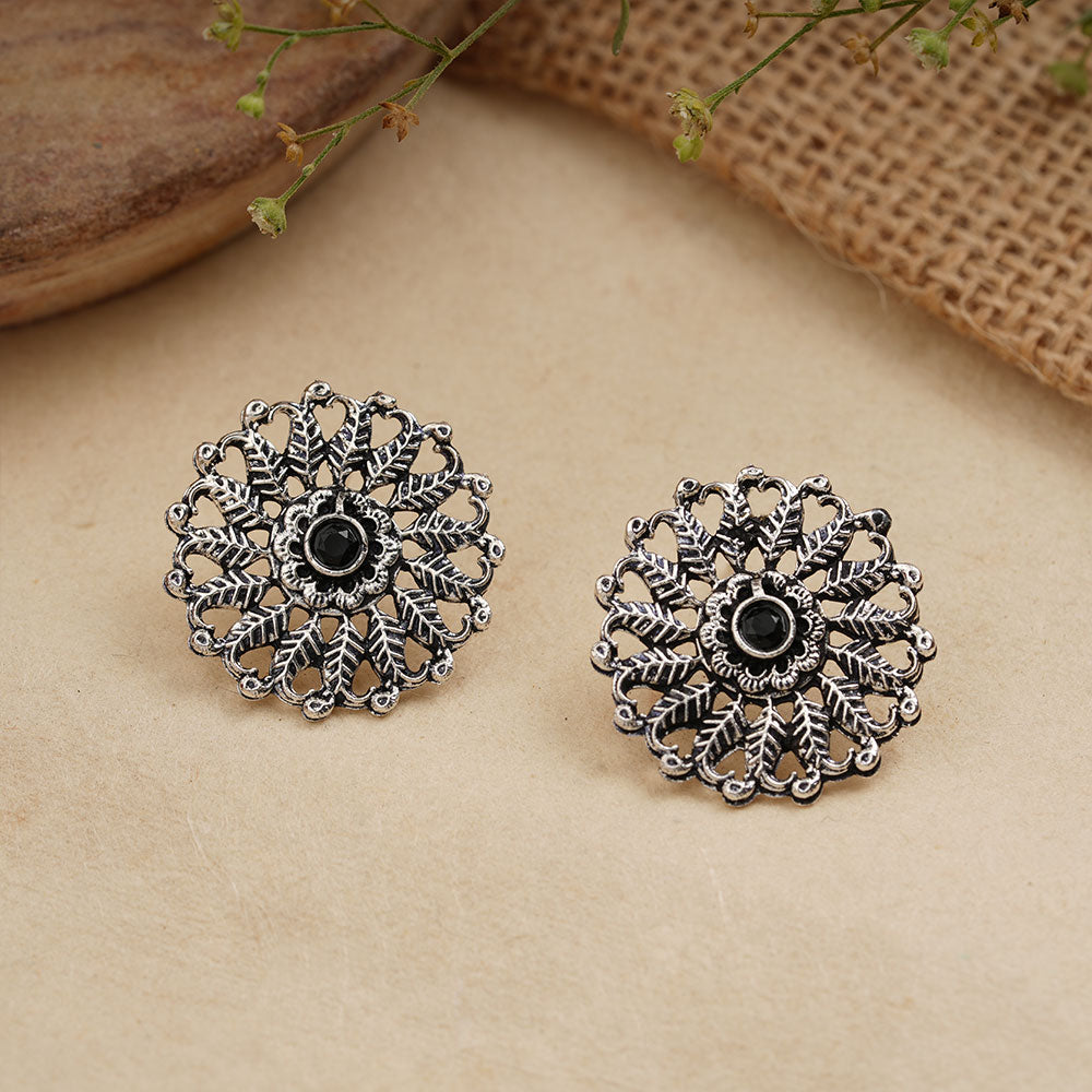 StylishKudi Oxidised Silver Jhumki&Stud Earring ComboSet for Women&girl