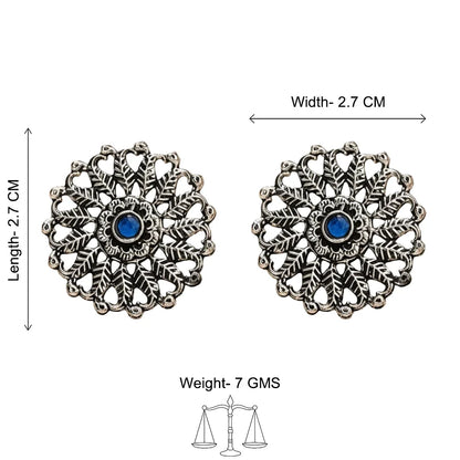 Peacock glow stone studded dangler & Wildflower oxidised stud Combo set