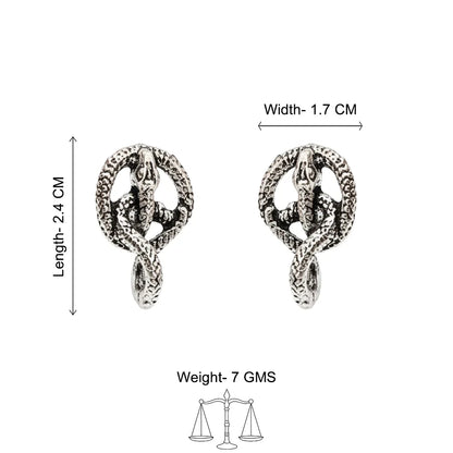 Kalash Kamal earring  Swirly snake oxidised stud earrings (Silver) Combo set