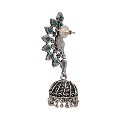 floraglam stone studded jhumki earrings (Green)