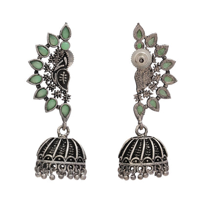 floraglam stone studded jhumki earrings (Pista)