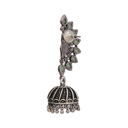 floraglam stone studded jhumki earrings (Pista)