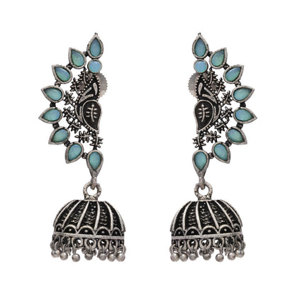 floraglam stone studded jhumki earrings (Mint)