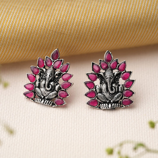 sacred shine stud earrings(RED)