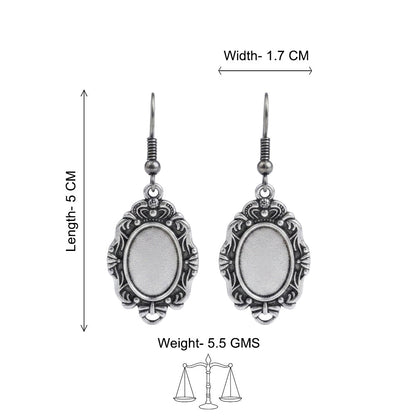 Oxidised Silver Vintage Oval Drop Earring