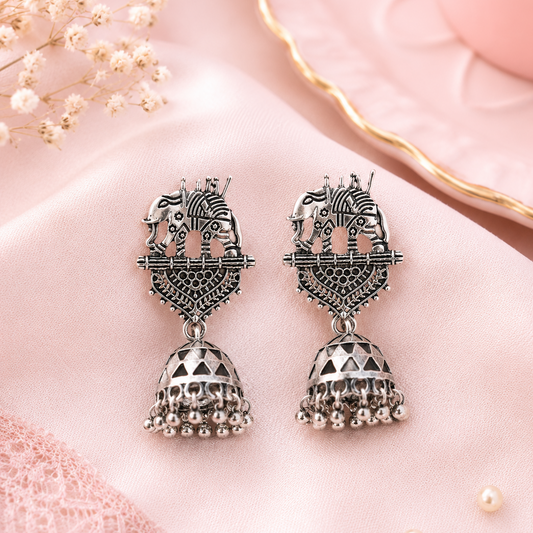 Antique Elephant Jhumka Earrings