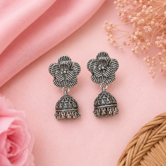 Antique Floral Jhumka Earrings
